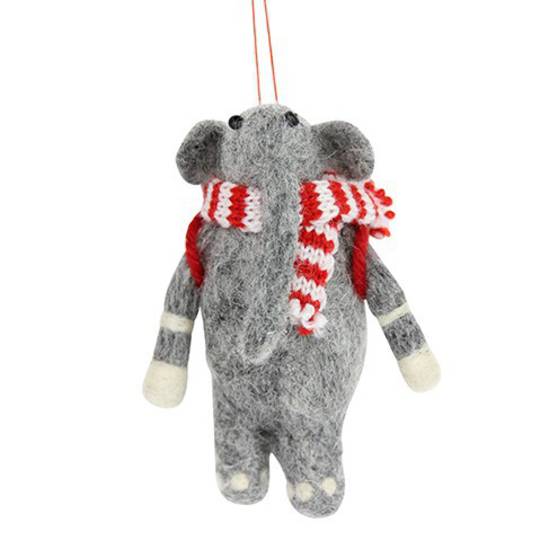 Wool Elephant with Scarf 11cm